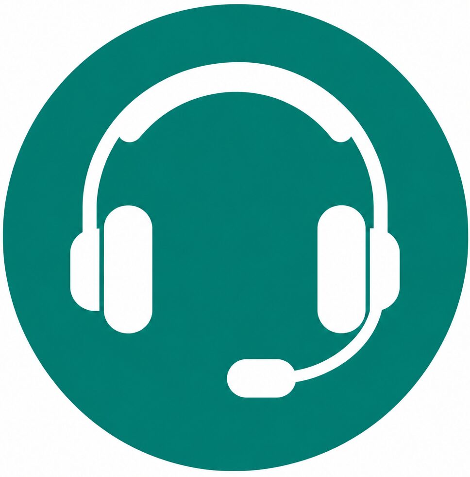 Icon depicting a teal headset with microphone